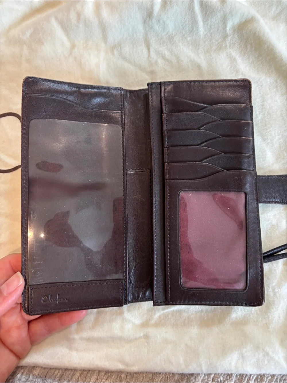 Cole Haan Black Leather Zip Wristlet Wallet